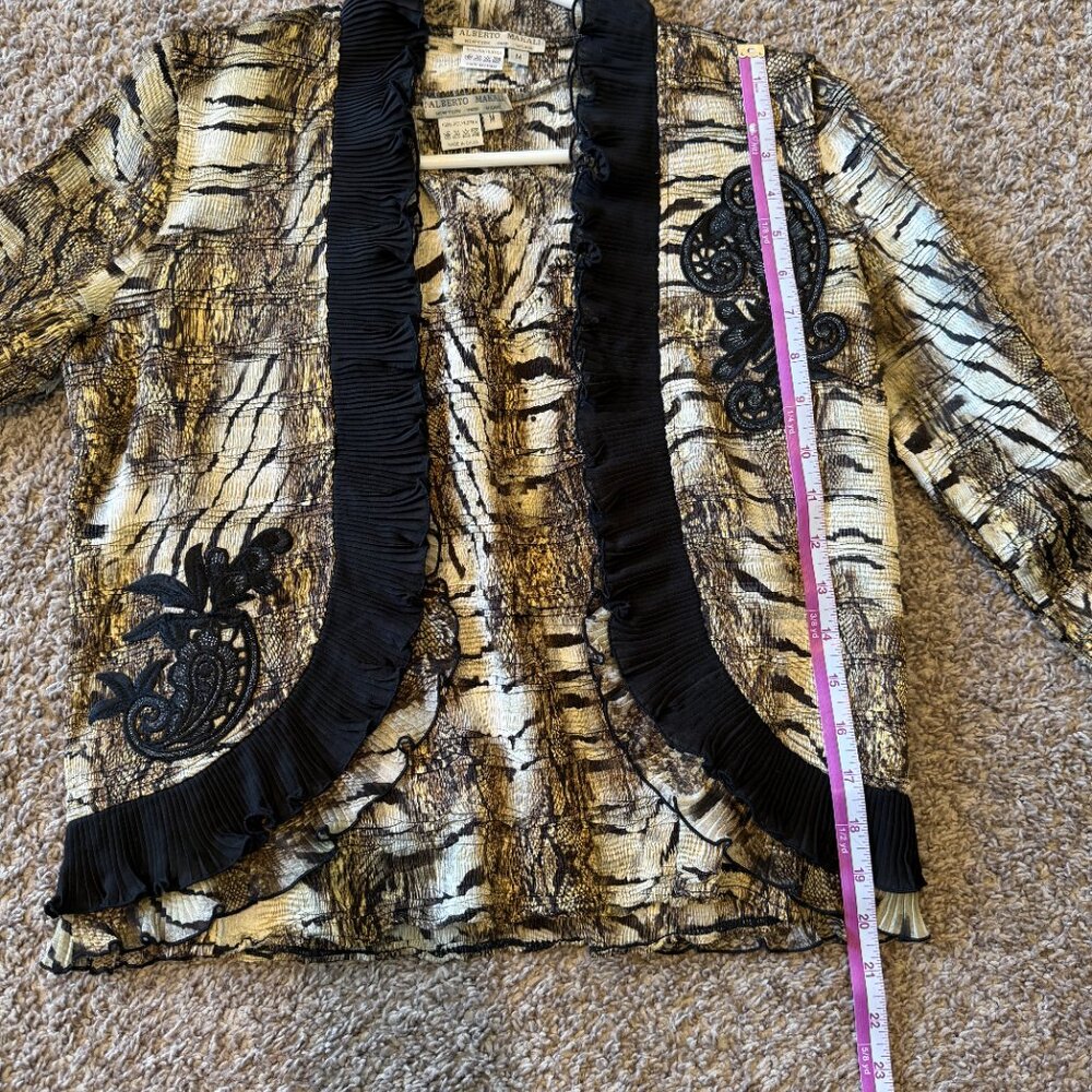 Stunning Alberto Makali Snake Print Ruffle & Appliqué Bolero Jacket and Top - Picture 6 of 9